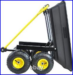 Folding Wagon Poly Garden Dump Cart, Multi-Purpose Garden Wagon with Steel Frame
