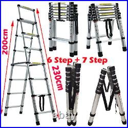 Heavy Duty 8.5-20.7FT Folding Multi Purpose Telescopic Extension Ladder Aluminum