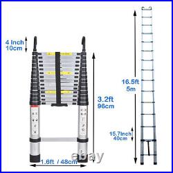 Heavy Duty Aluminum Folding Multi Purpose Telescopic Extension Ladder & 2 Hooks