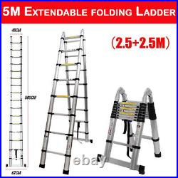 Househod Telescopic Extension Ladder Aluminum Multi Purpose Folding Non-Slip US