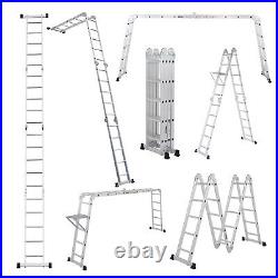 LUISLADDERS 18.5FT Folding Ladder Multi-Purpose Aluminium Extension 7 in 1 Step