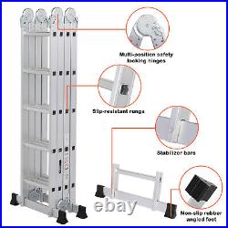 LUISLADDERS 18.5FT Folding Ladder Multi-Purpose Aluminium Extension 7 in 1 Step