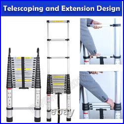 Multi Purpose 16.5FT Telescopic Ladder & Hooks Heavy Duty Folding Extension Step
