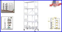 Multi-Purpose 5-Tier White Folding Storage Shelves Heavy-Duty Carbon Steel