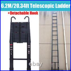 Multi-Purpose Aluminium Step Telescopic Folding Ladder Extendable 6.2M + Hooks