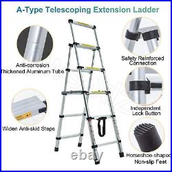 Multi Purpose Aluminum Telescopic Ladder Step A Frame Folding Extension Non-Slip