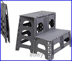 Multi-Purpose Portable Folding Step Stool Supports 300lbs Industrial Gray