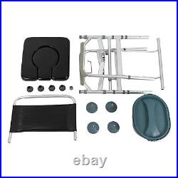 Multi-purpose Folding Shower Seat Bath Chair with Arms and Back Detachable Commode