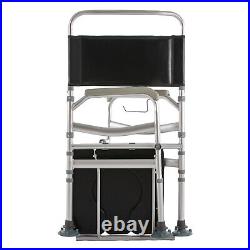 Multi-purpose Folding Shower Seat Bath Chair with Arms and Back Detachable Commode