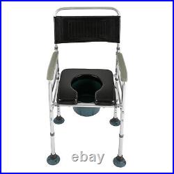 Multi-purpose Folding Shower Seat Bath Chair with Arms and Back Detachable Commode