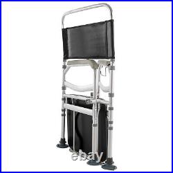 Multi-purpose Folding Shower Seat Bath Chair with Arms and Back Detachable Commode