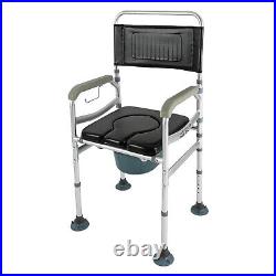 Multi-purpose Folding Shower Seat Bath Chair with Arms and Back Detachable Commode