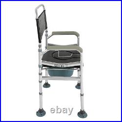 Multi-purpose Folding Shower Seat Bath Chair with Arms and Back Detachable Commode