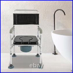 Multi-purpose Folding Shower Seat Bath Chair with Arms and Back Detachable Commode