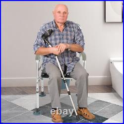 Multi-purpose Folding Shower Seat Bath Chair with Arms and Back Detachable Commode