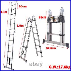 New 8.5-16.5FT Multi-Purpose Folding Telescopic Ladder Portable Extendable Step