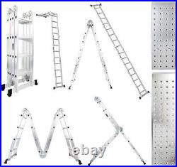 Portable 15.5FT Folding Ladder Multi-Purpose Aluminium Extension Step Ladder NEW