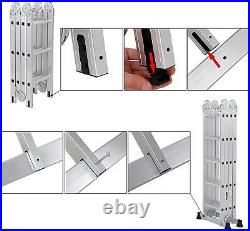 Portable 15.5FT Folding Ladder Multi-Purpose Aluminium Extension Step Ladder NEW