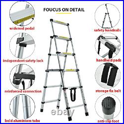 Portable Collapsible Step Ladder Multi-Purpose A-frame Folding Telescopic Ladder