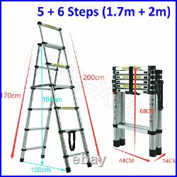 Telescopic Extension Aluminum Step Ladder Folding Multi Purpose New 4-7 Step