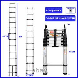 Telescopic Folding Ladder Aluminium 5M Extendable Multi Purpose Step w 2 Hooks