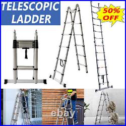 Telescoping Ladder 3.8m Steel Folding Ladder Multi-Purpose Extension Ladders
