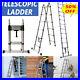 Telescoping Ladder 3.8m Steel Folding Ladder Multi-Purpose Extension Ladders