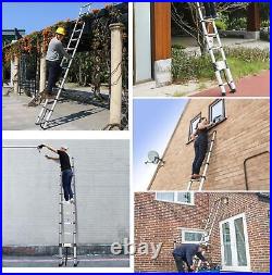 Telescoping Ladder Aluminum Extension Step Ladder 12.5 ft Multi-purpose Portable