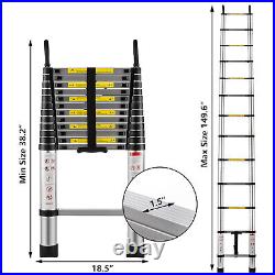 Telescoping Ladder Aluminum Extension Step Ladder 12.5 ft Multi-purpose Portable
